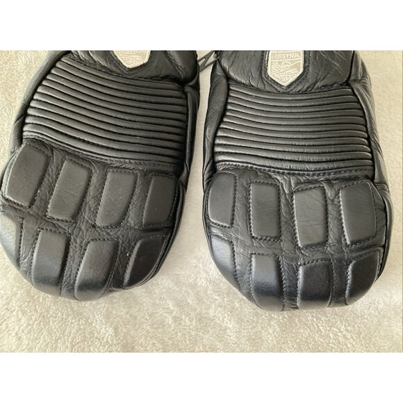 Hestra Black Leather 5 Finger Mittens - Unisex Size 8 Ski Gloves Soft Lining - Picture 6 of 11